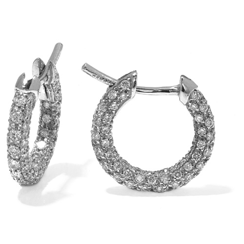 18K Diamond Eternity Hoop Earrings 1.83 ctw