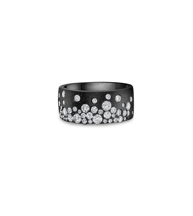 14K Black Rhodium Finish Scattered Diamond Ring 1.04ctw