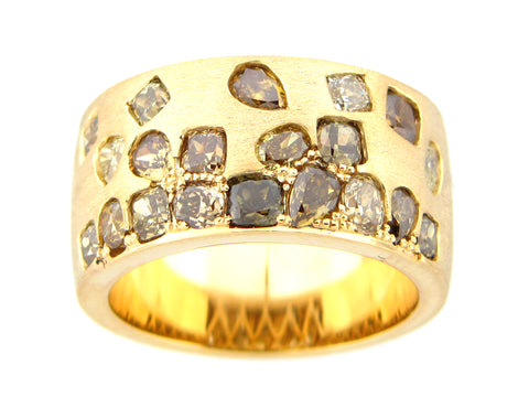 18K Yellow Gold Natural Color Champagne Diamond Ring 2.69ctw.