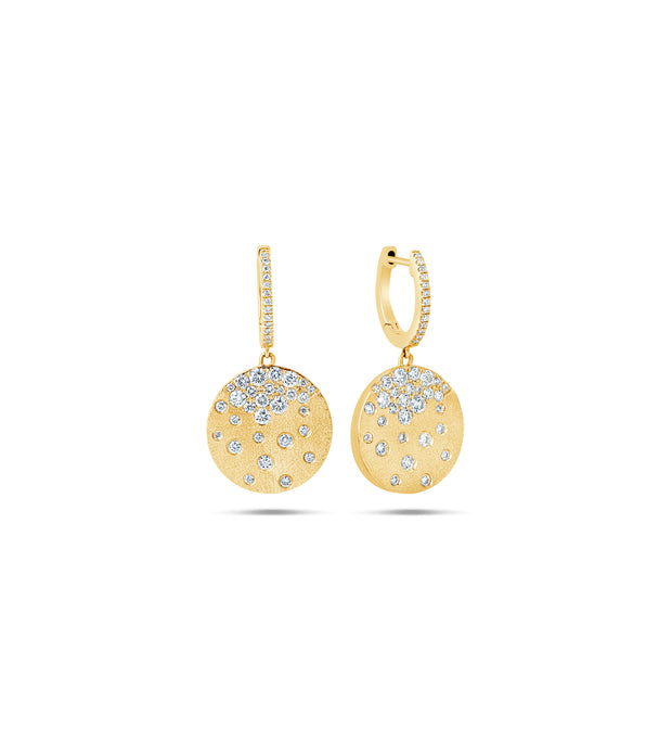 14K Yellow Gold Satin Finish Diamond Drop Earring 1.01ctw