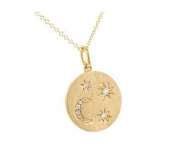 14K Yellow Gold Stars and Moon Pendant