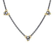 24K Gold, Oxidized Silver With Diamond Necklace