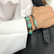 24K Gold And Oxidized Silver Turquoise Cuff Bracelet