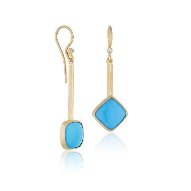 24K Gold With Sleeping Beauty Turquoise  Earrings