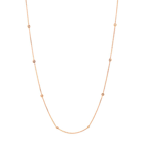 14K Rose Gold Diamond Station Necklace 18" .40ctw