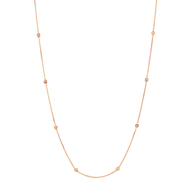14K Rose Gold Diamond Station Necklace 18" .40ctw