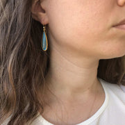 24K Gold Labradorite And Onyx Doublet Drop Earrings