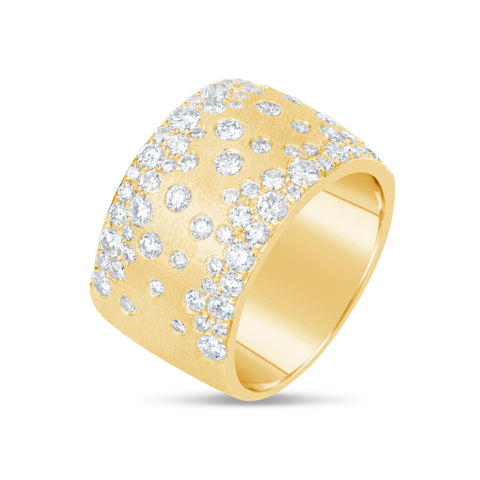 18K Yellow Gold Satin Finish Diamond Ring 1.54ctw