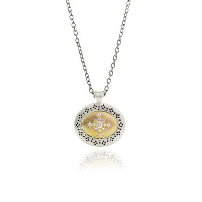18K Yellow Gold Sterling Silver And Diamond Pendant