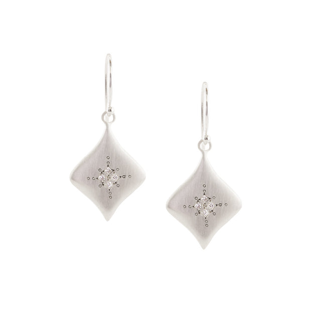 Sterling Silver And Diamond Earrings